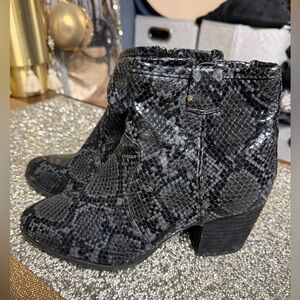 Carlos by Carlos Santana Gray Snake Print Ankle Boots